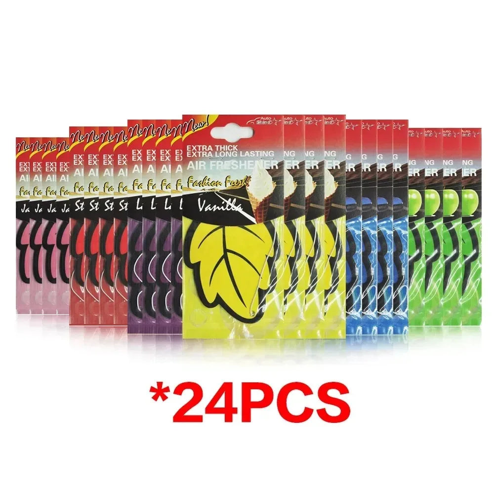 6PCS Car Air Freshener Natural Scented Tea Paper Auto Hanging Vanilla Perfume Fragrance Leaf Shape Car Accessories Interior