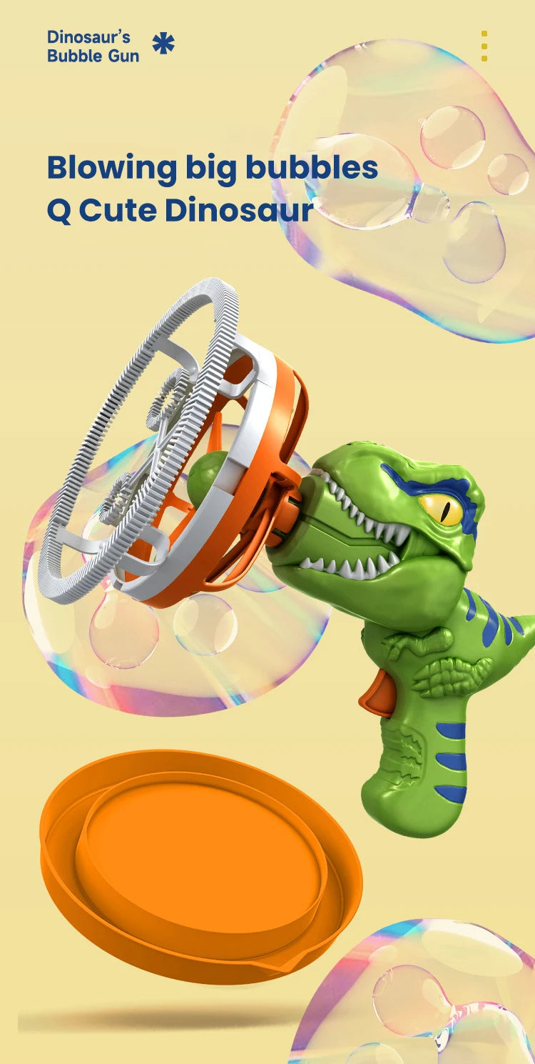 2 In 1 Large Bubbles Dinosaur Soap Bubble Electric Gun Toy Children's Outdoor Party Interactive Games for Kids Boys Girls Kids