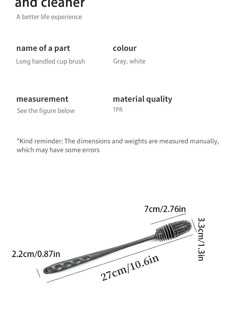 Bottle Brush Insulation Cup Washing No Deadend Long Handled Silicone Cleaning Brush Household Multifunctional Cleaning Tools