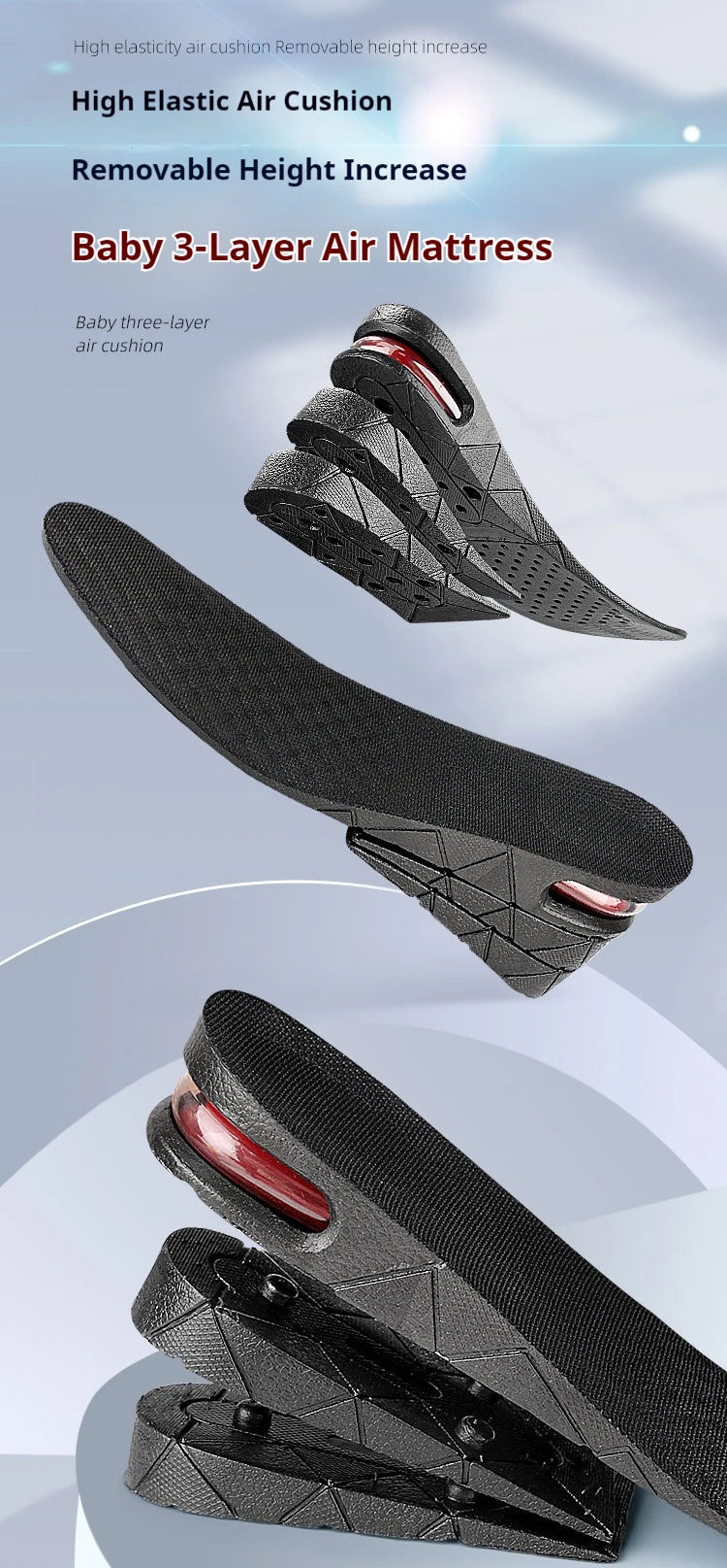 1Pair Height Increase Insole Feet Templates 3/5/7/9cm Variable Height Shoes Insoles Air-Cushioned Shock-Absorbing sports insole