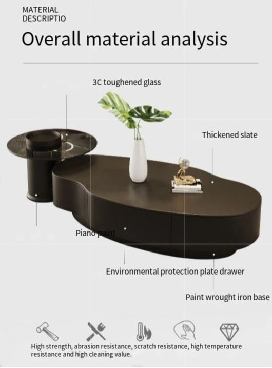 Special-shaped Coffee Tables Modern Luxury Service Sedentary Black Side Tables Storage Lounge Center Mid Century House Furniture