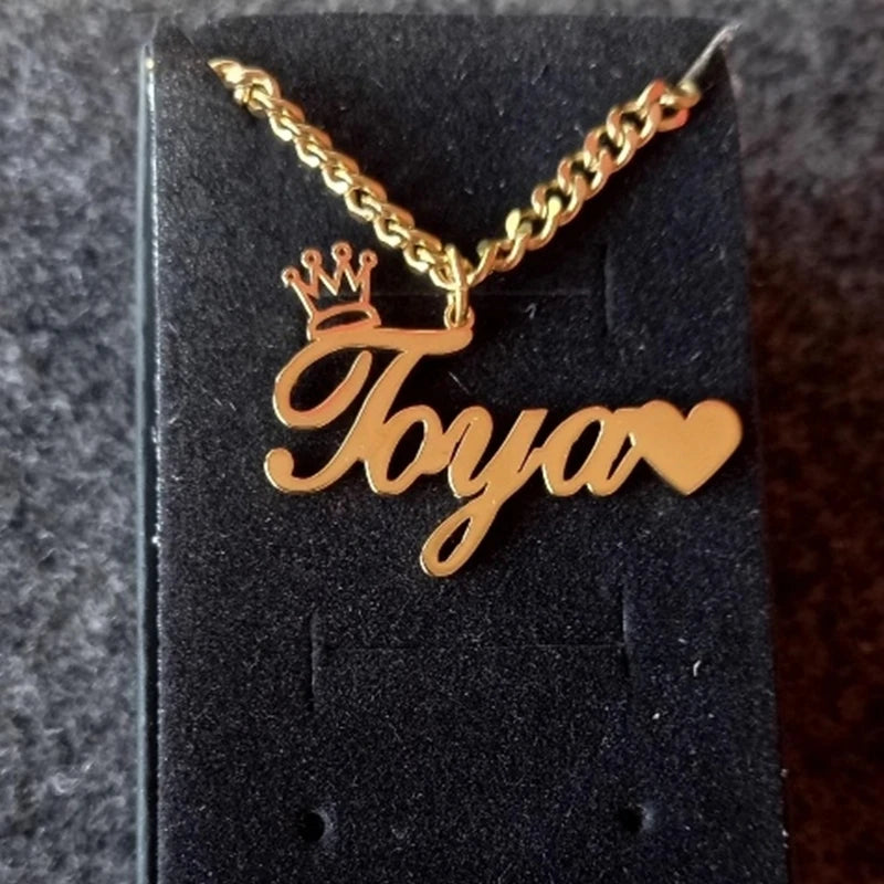 Custom Movable Big Name Pendant Necklace Stainless Steel Cuban Chain Nameplate Personalized Necklace For Women Fashion Jewelry