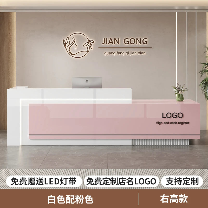 Customized Premium Desk Table Glamour Luxury Simple Elegant Reception Desk Modern Design Recepcion Mostrador Office Furniture