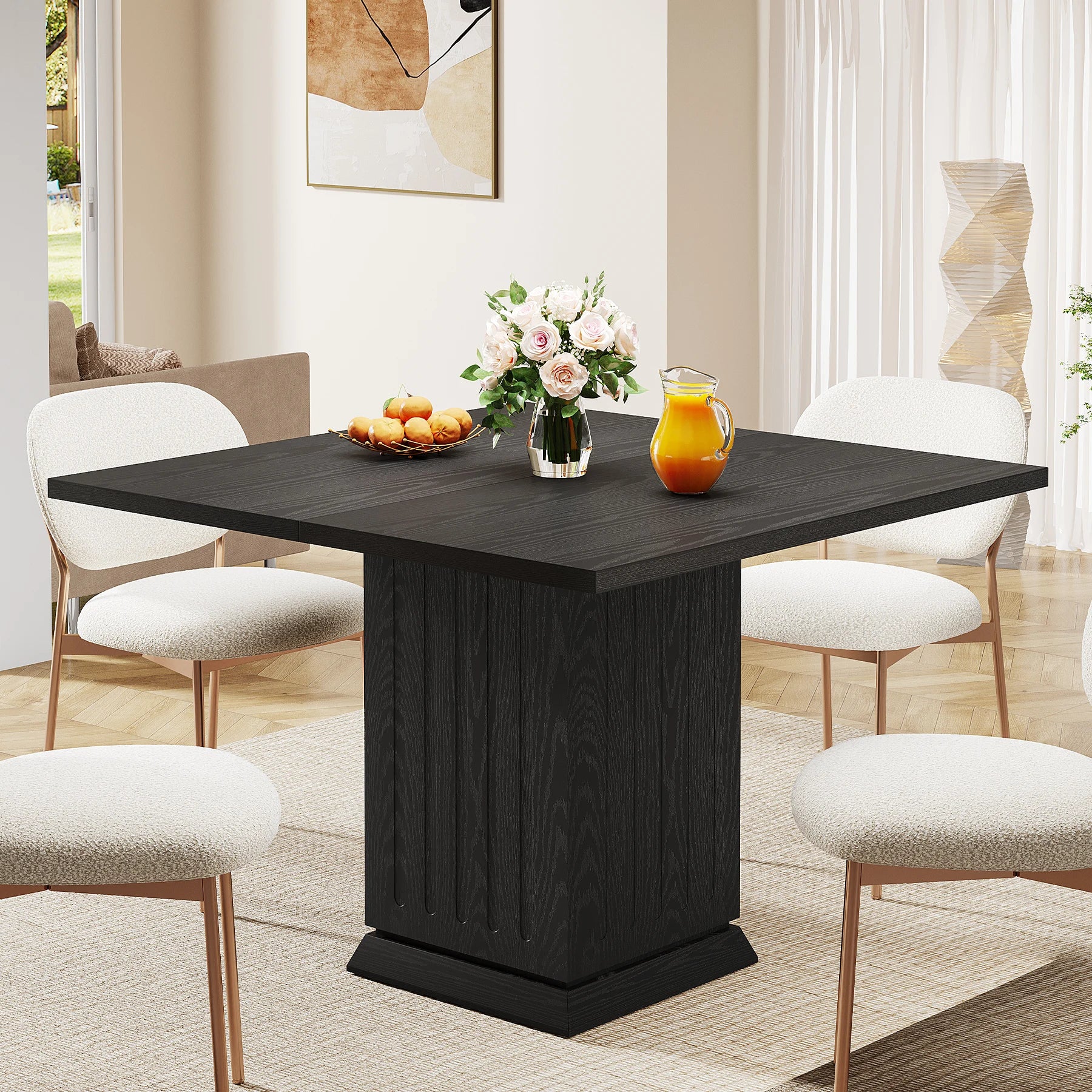 Tribesigns Square Dining Table with 2 Placemats, Modern Engineered Wood Small Dinner Kitchen Table for 4 People