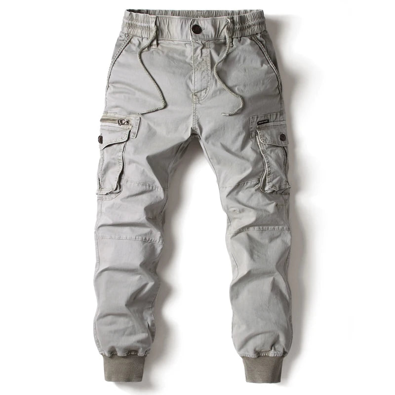 New Cotton Men Cargo Pants Khaki Casual Men Tactical Joggers Cargo Multi-Pocket Fashion Black Army Light gray Trousers Work Wear