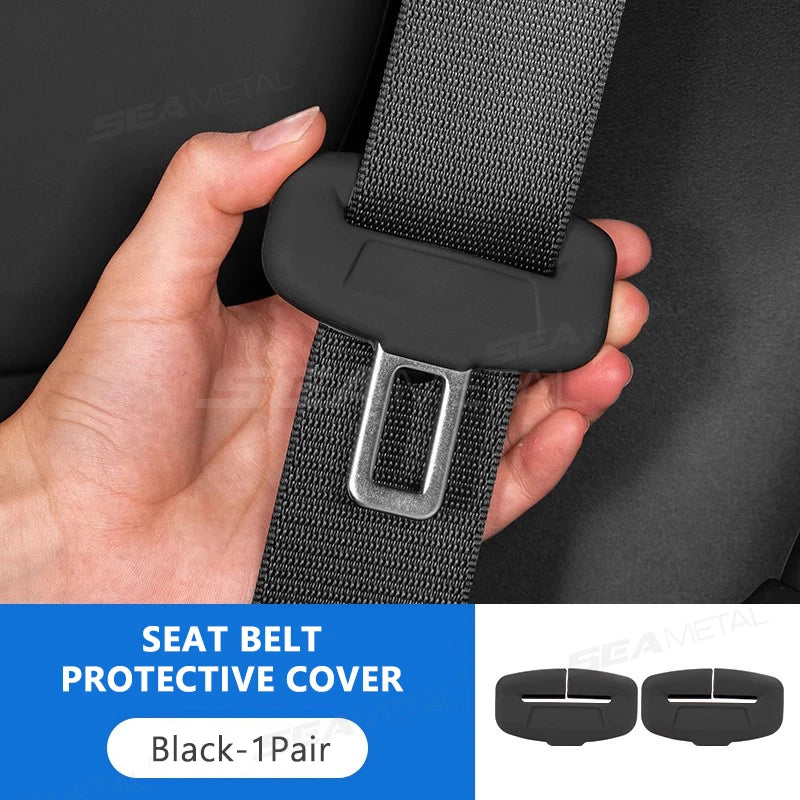 BLALION 2Pcs Seat Belt Buckle Cover Anti-Scratch Rubber Car Seat Buckle Protector Clip Protection Cover Universal for SUV Sedan