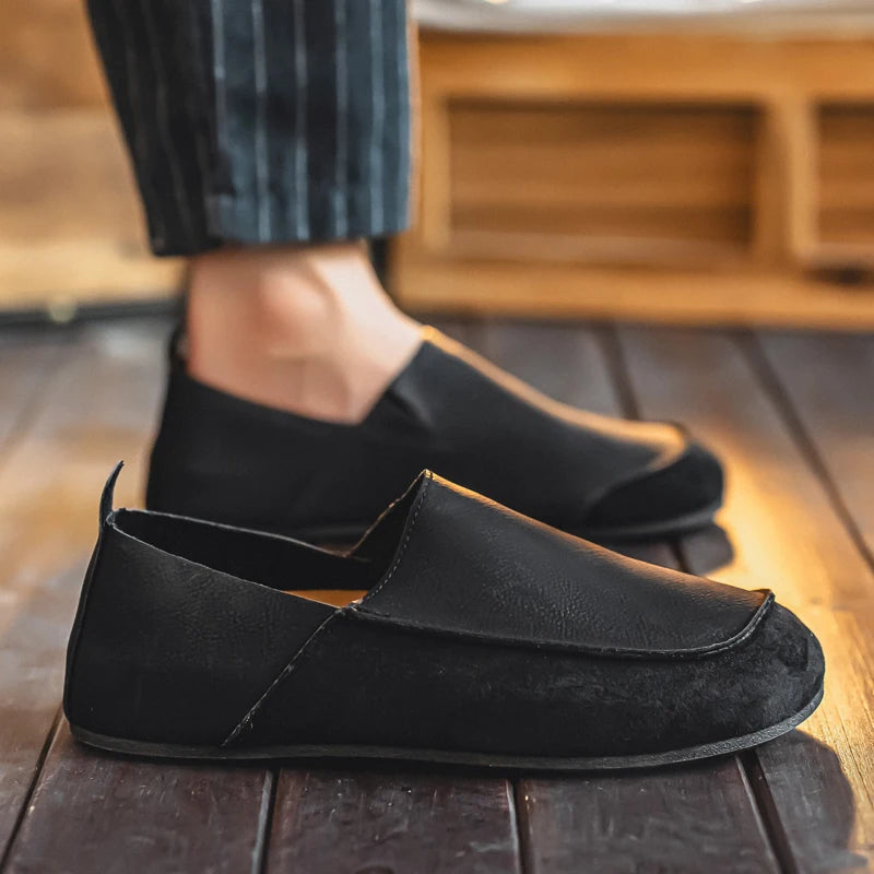 Man Loafers Outdoor Walking Fashion Mens Casual Shoes Soft Leather Comfort Half Slippers Breathable Lazy Driving Shoes Moccasins