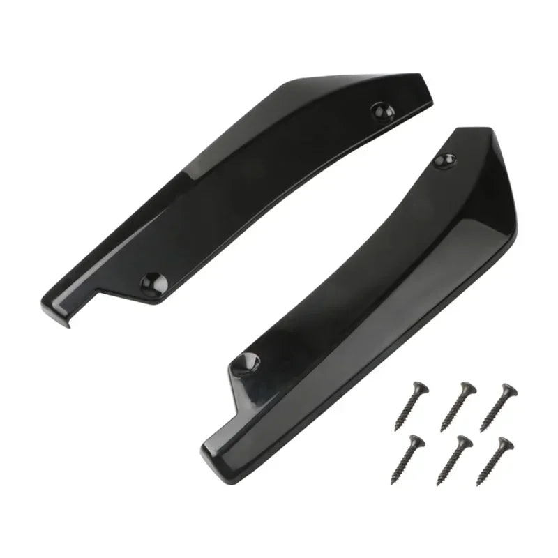 2pcs Universal Car Rear Bumper Lip Diffuser Splitter Spoiler Scratch Protector Black Carbon Fiber Rear Lip Wrap Angle Splitters