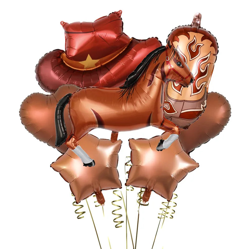 7Pcs/Set Western Cowboy Party Aluminum Film Balloon Set Cowboy Hat Boots Western Birthday Theme Balloon