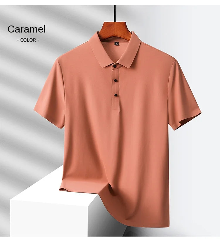 Selected popular nylon fabric, dad's summer clothing, middle-aged men's short sleeved T-shirt, summer ice silk quick drying, mid