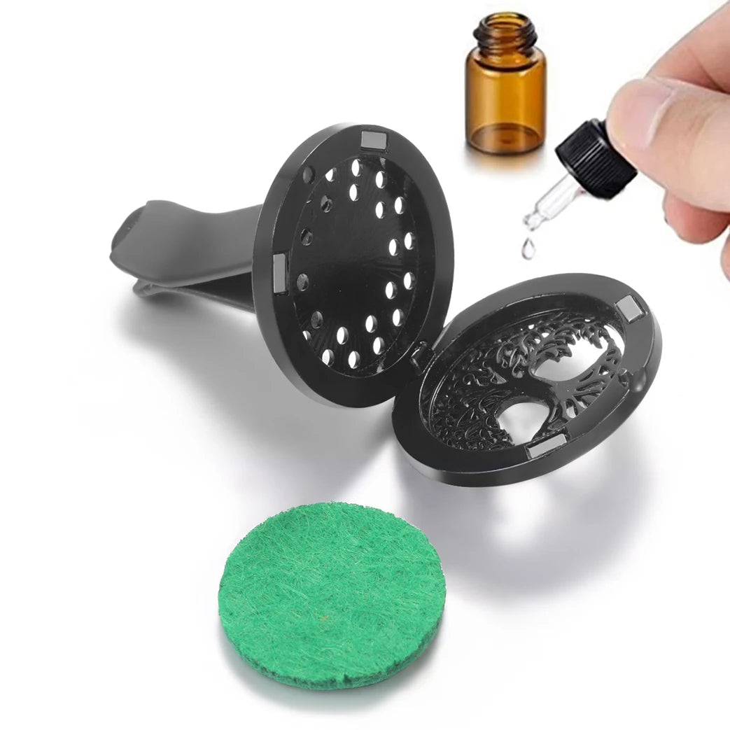 New Car Air Freshener Diffuser Clip Black Hollow Pattern Aromatherapy Lockets Essential Oil Perfume Pendant Car Ornaments Gift