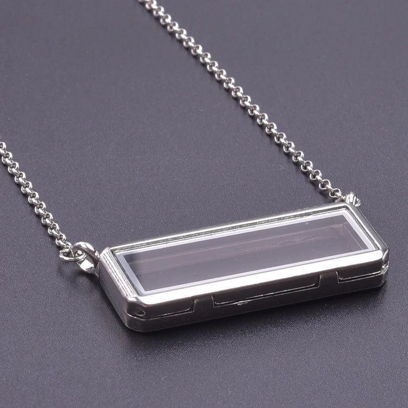 1Pc Trendy Sweet Love Glass Reliquary Photo Locket Pendant Necklaces Goth Heart Cremation Ashes Urn Relicario Collares Jewelry