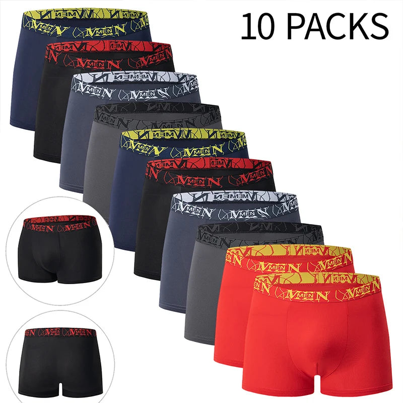 4/10piece Men's European And American Size Printed Fashionable Underwear Comfortable Plus Size Boxer Shorts Casual Sports Shorts