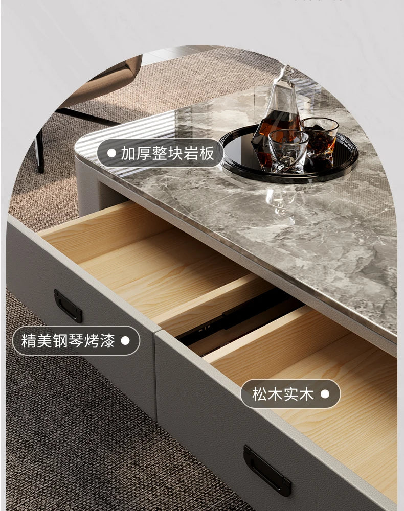 Luxury Marble Effect Coffee Tables Modern Design Square Storage Coffee Tables Minimalist Aesthetic Stolik Kawowy Home Furniture
