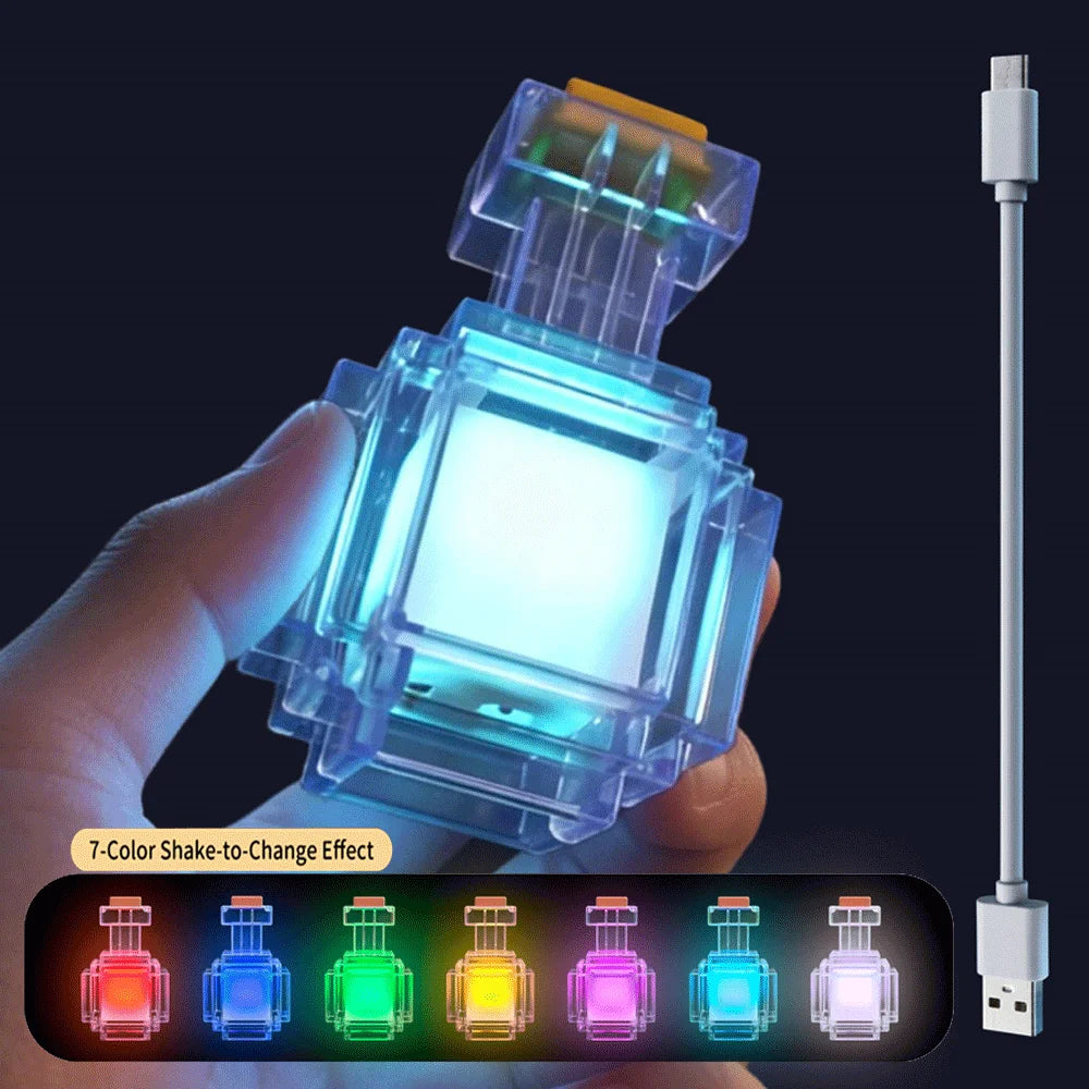 Rechargeable Night Light 7 Color Liquid Medicine Bottle Pixel Wind Peripheral Design Game Toy Bedroom Decoration Lamp Kids Gifts