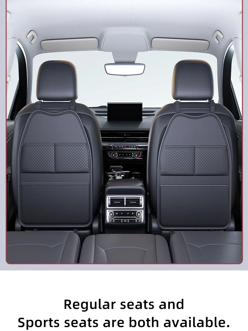 PU Leather Car Seat Kick Proof Pad with Pockets Multi-functional Tablet Holder Auto Seat Back Protection Cover for Kids