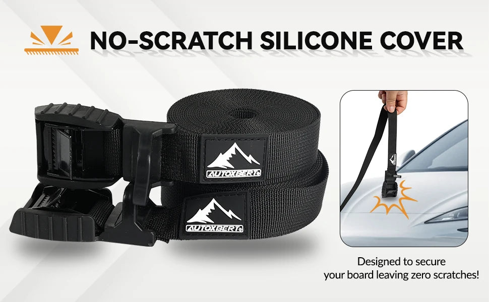 2X 4.5M Car Scratch Resistant Tie Down Straps For Surf SUP Kayak Canoe Motorcycle Cargo Luggage Travel Carrier Ratchet Non-Slip