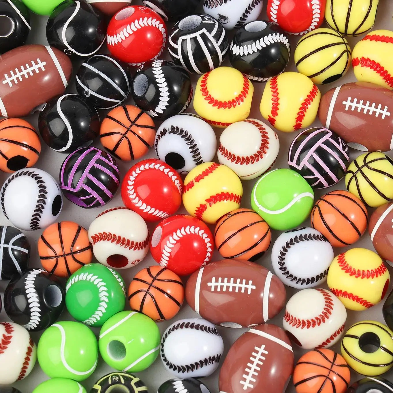 20/50Pcs Sport Basketball Baseball Tennis Beads Spacer Acrylic Beads For Making Bracelet Necklace DIY Craft Jewelry Supplies