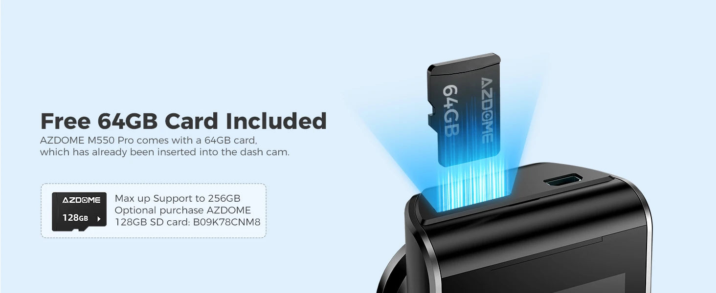 Upgrade AZDOME M550 Pro Dash Cam 4K Front Dashcam Auto 5.8Ghz Wi-Fi GPS G-sensor Car DVR 6 IR Night Vision Parking Monitor