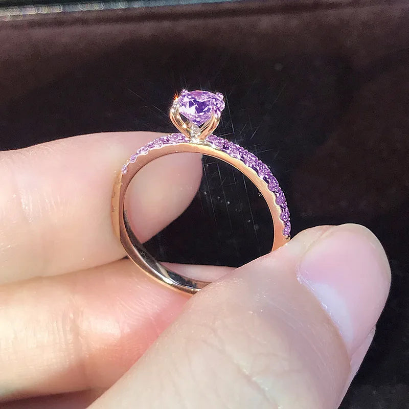 S925 Silver Plated Engagement Ring For Women | Wedding Ring For Women | Oval Womens Fake Engagement Ring, Pink Cubic Zirconia