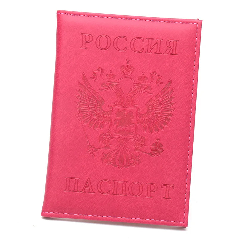 Russian Passport Holder Leather Cover Wallet Travel ID Card Holder