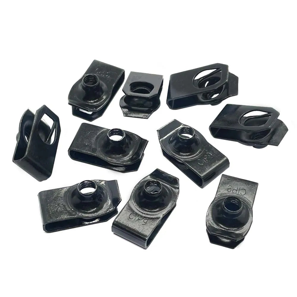 10pcs Car Body Bolts U-nut Clips M6 Engine Cover Undertray Splash Shield Guard Bumper Fender Liner Retainer Fastener Rivet Screw