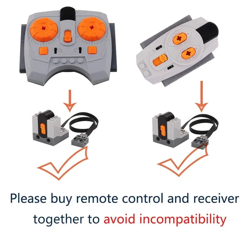 MOC Power Functions M/L/XL Motor Battery Box IR Remote Receiver for RC Car Robot Model Building Blocks Technical Modified Parts
