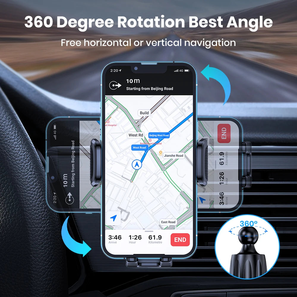 TOPK Car Phone Holder Mount for Cell Phones Upgraded Metal Hook Design,Hands-Free Holder for All Phones,Adjustable & Secure Fit