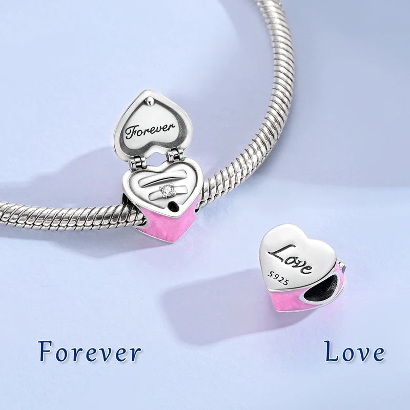 MULA Pink 925 Sterling Silver Charms Pendant Perfume Dreamcatcher Heart Love Beaded Fit Original Bracelet Women DIY Jewelry Gift
