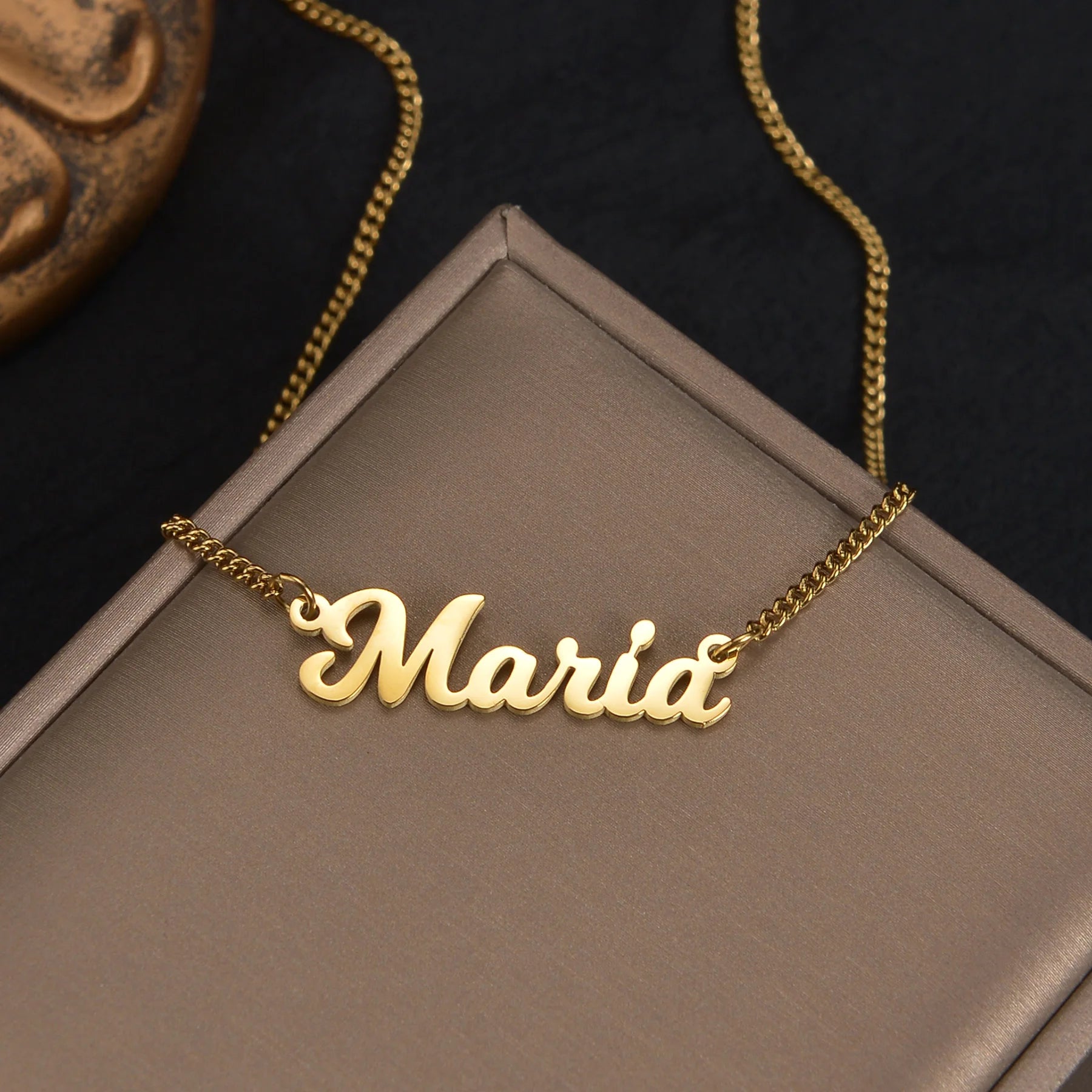 Atoztide Personalized Custom Name Necklaces for Women Stainless Steel Wave Chain Collares Pendant Mother Kids Jewelry Gift