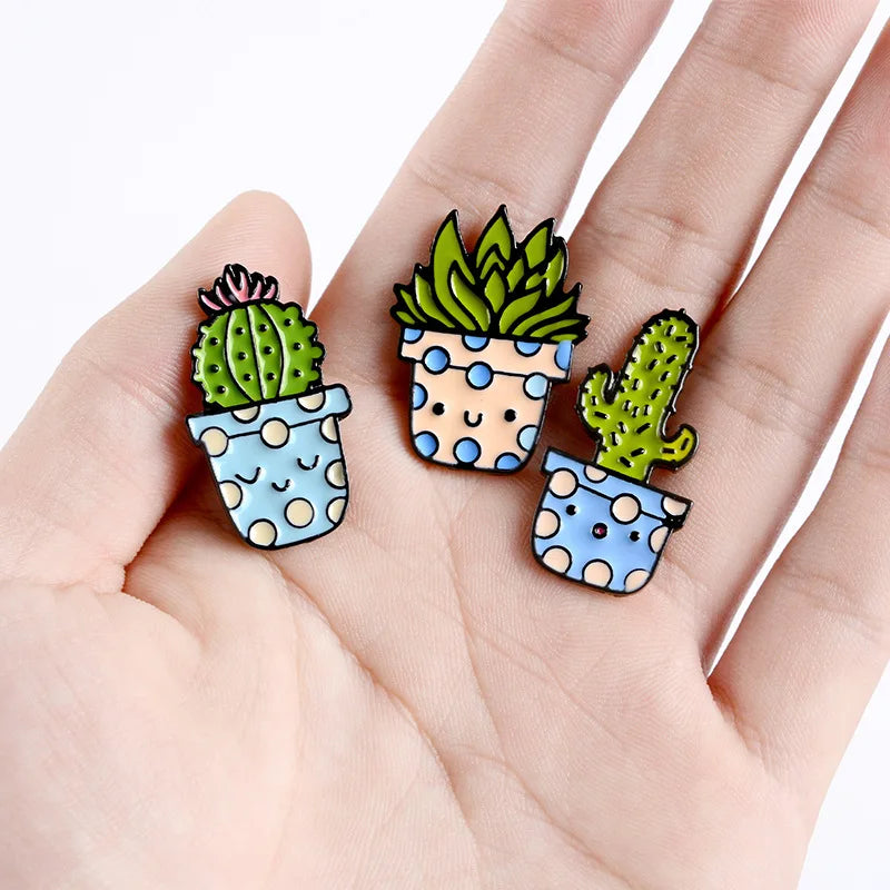 Cactus cactus balls succulent Enamel Pin Brooch Cartoon Women Men Denim Jackets Lapel Pins Backpack Badges Kids Fashion Jewelry