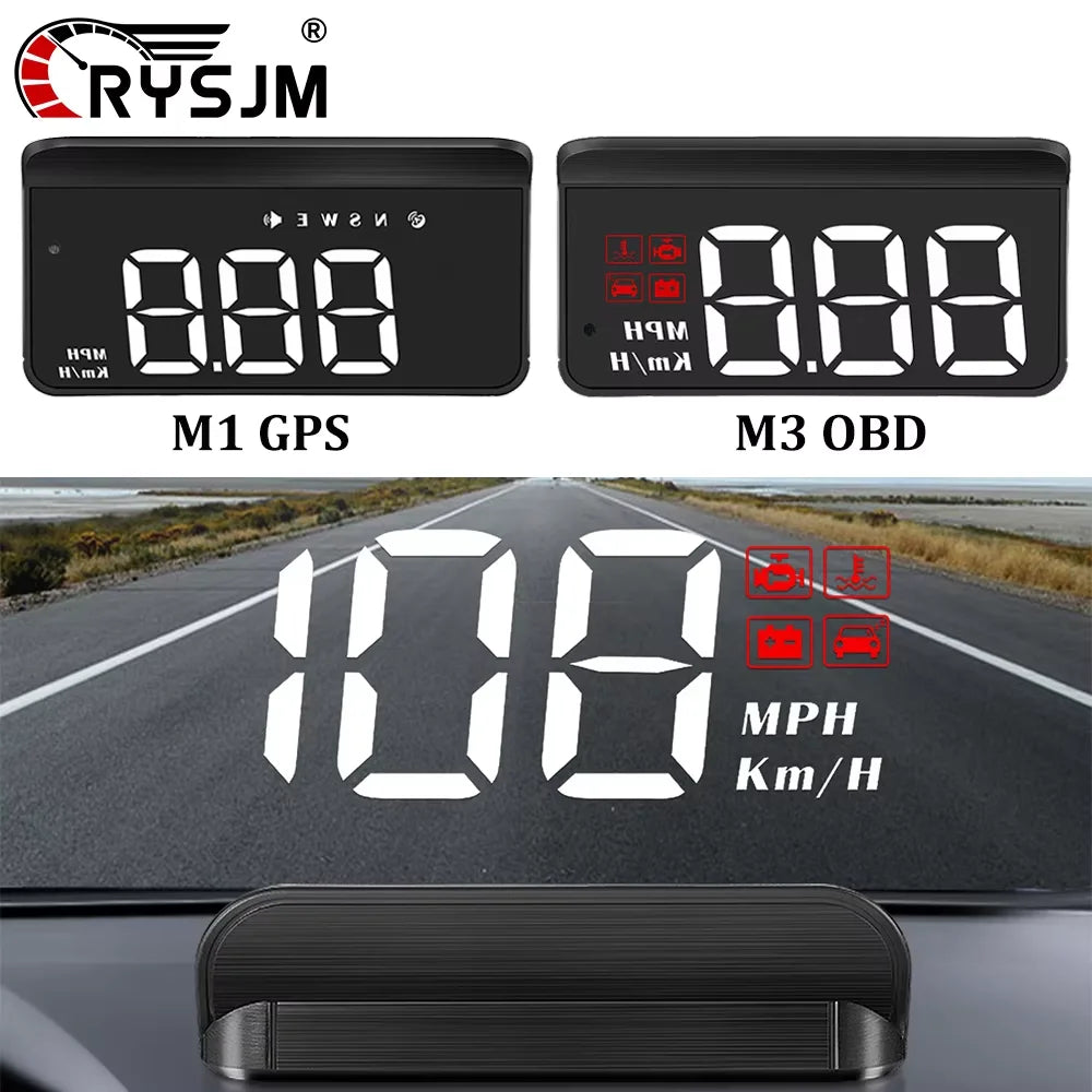 M3 OBD2 HUD / M1 GPS Head Up Display Auto Projection GPS Speedometer Digital Car Accessories Glass Projector Display HUD Alarm