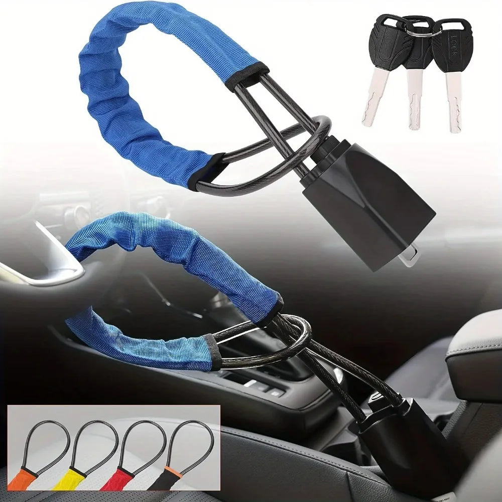 Car Steering Wheel Lock Reinforced Cable Lock in Red Blue Yellow Black Four Colors Automotive Security Deterrent