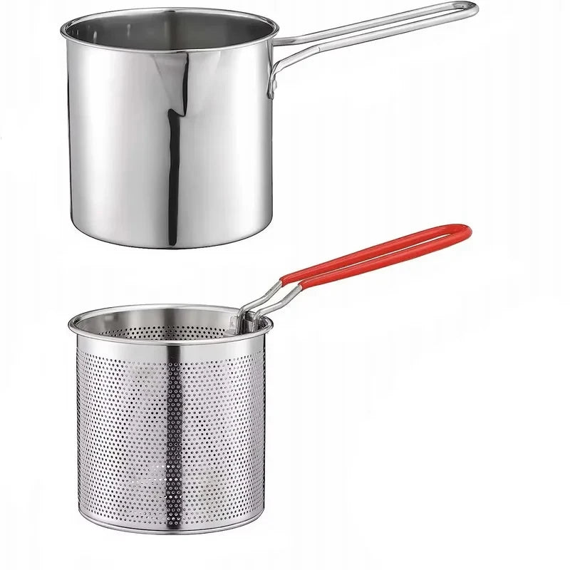 Stainless Steel Deep Frying Pot with Strainer, Multifunctional Fry Pan for Chicken Tempura Cooking