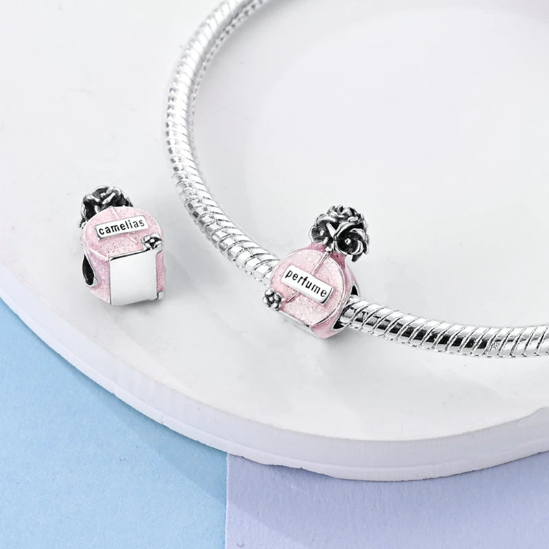 MULA Pink 925 Sterling Silver Charms Pendant Perfume Dreamcatcher Heart Love Beaded Fit Original Bracelet Women DIY Jewelry Gift
