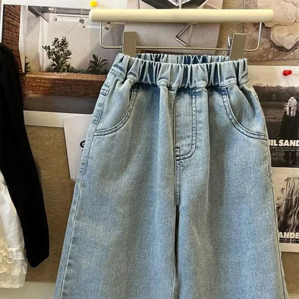 Bear Leader Summer New Blue Jeans 2-7-year-old Simple Kids Clothes Girls Korean Edition Fashion Lace Decoration Casual Pants