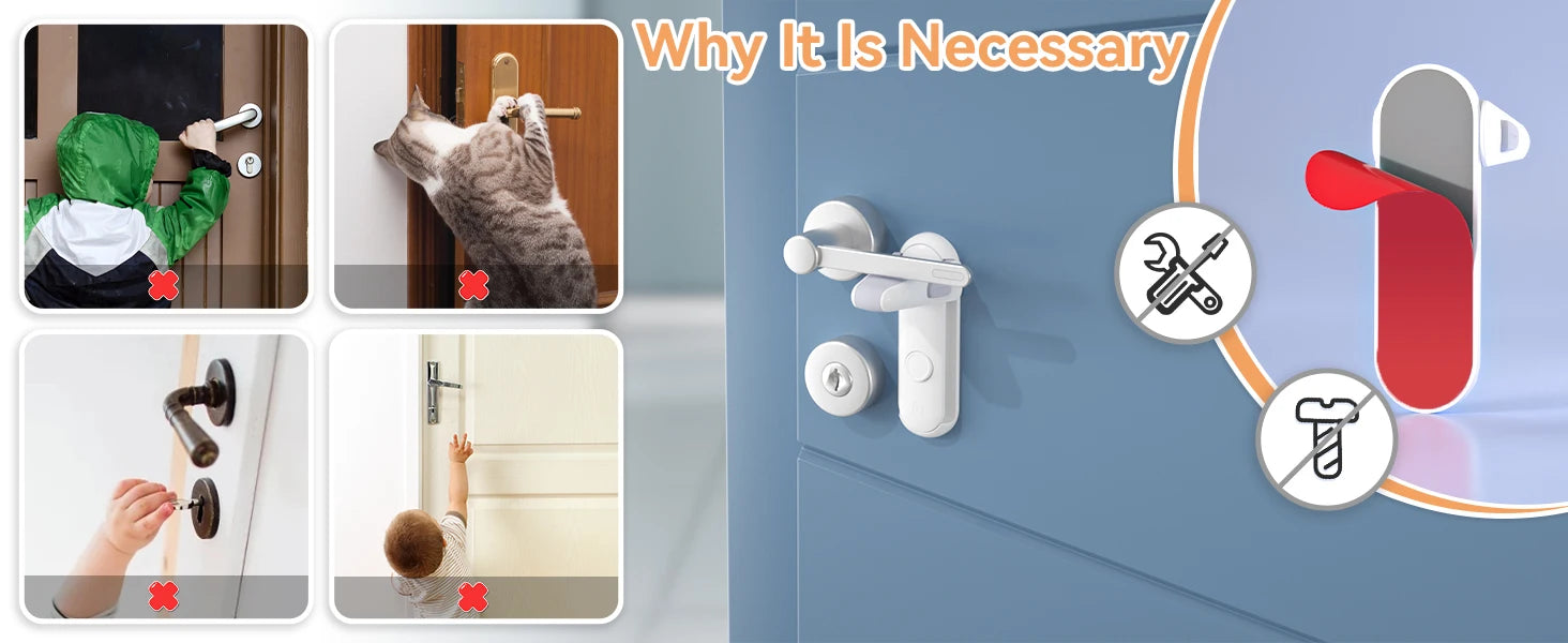 Baby Proofing Door Handle Lock,Childproofing Door Knob Lock Easy to Install and Use Door Lever Lock