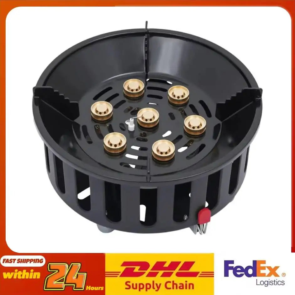 old-Rolled Steel Portable Camping Stove, 72000BTU 3-Adapter Gas Cooker, Windproof Design for Camping Hiking Picnic