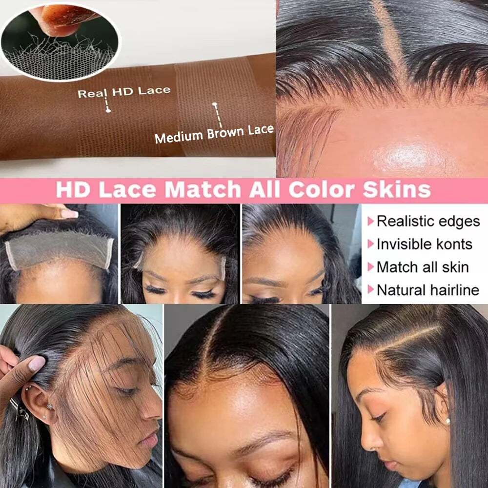 Hd Lace Frontal Wig 13x6 13x4 Lace Front Wig Human Hair 30Inch Bone Straight Transparent Lace Human Hair Wigs 4x4 HD Closure Wig