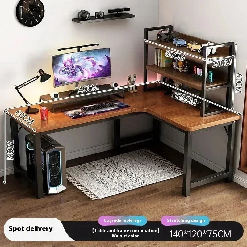 47 in Computer Desk with Drawer, Storage Cabinet Shelve, L Shape Home Office Reversible Study Table, Wood Executive Writing Desk
