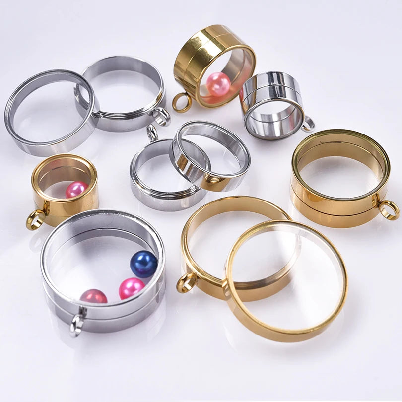 1Pc Stainless Steel Round Reliquary Photo Coin Holder Locket Pendant Openable Glass Cremation Urn Relicario Colgantes Jewelry