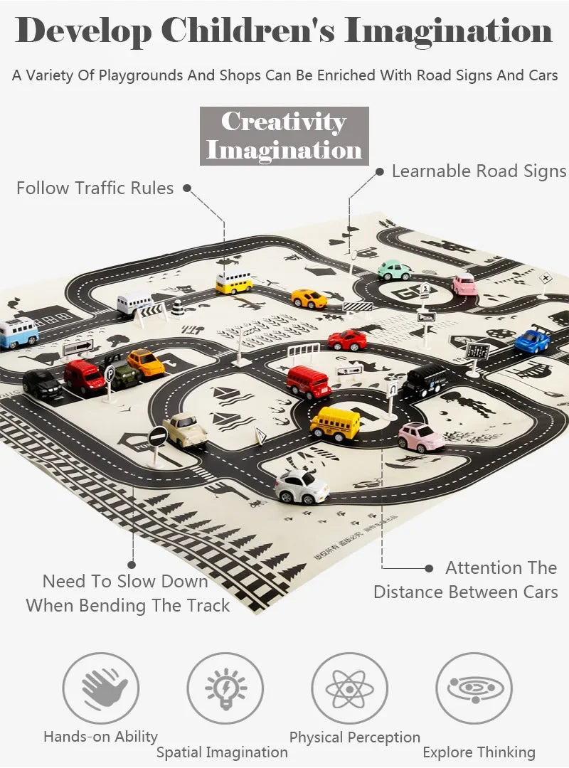 83*58cm/130*100cm Road Mat Children Traffic Car Map Educational Toy Road Plastic Carpet Playmat For Mats City Kids Toys Games