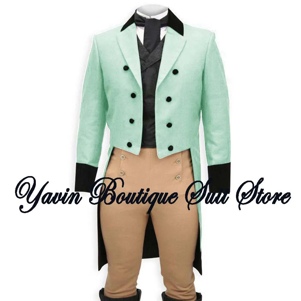 Men's 3 Piece Suit Swallow Tailed Coat Slim Fit One Breasted Tailcoat for Wedding Prom Dinner Party Blazer Pants Set