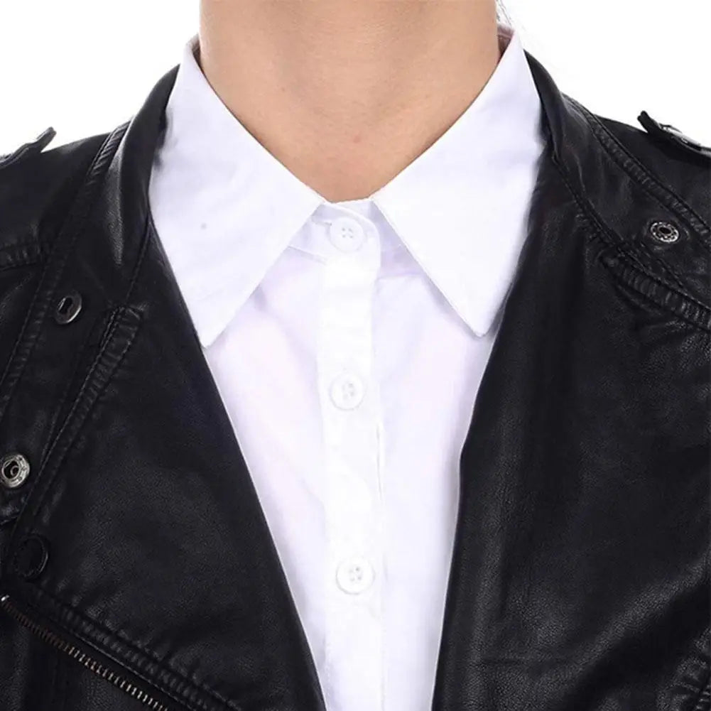 Fake Collar Detachable Collar for Women Girls Shirts Dickey Half False Blouse Dickey Tops Solid Color False Collar White/Black