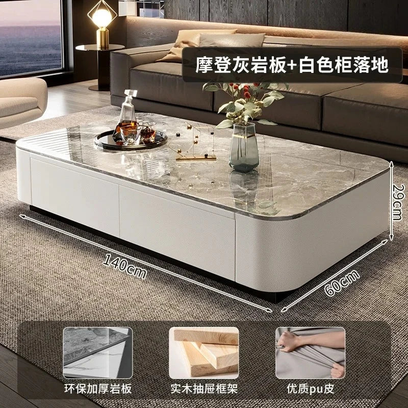 Luxury Marble Effect Coffee Tables Modern Design Square Storage Coffee Tables Minimalist Aesthetic Stolik Kawowy Home Furniture