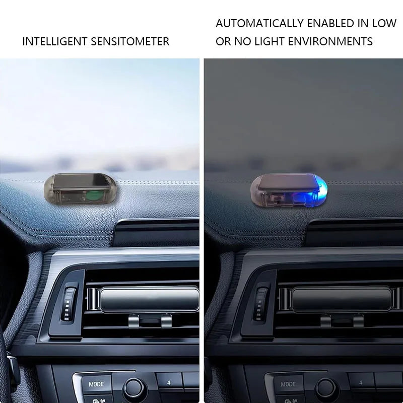 1/2Pcs Car Fake Security Light Solar Powered Simulated Dummy Alarm Wireless Warning Lamp LED Flashing Anti Theft Caution Lamp