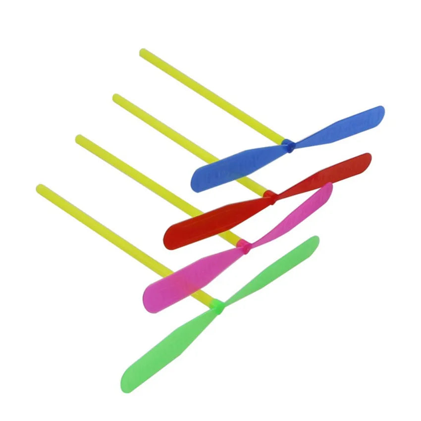 Children's Outdoor Traditional Classic Nostalgic Toys Plastic Bamboo Dragonfly Shape Hand-push Flying Propeller Kids Toy Gift