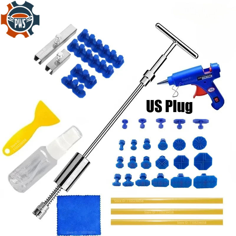 PWS Car Dent Repair Tools Puller Removal Kit Slide Hammer Reverse Hammer Tool Body Suction Cup Adhesive Blue Glue Tabs