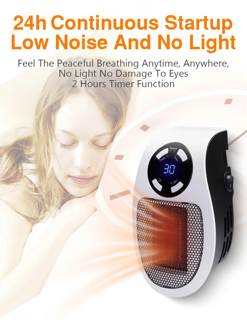 Plug In Electric Heater 500W Portable Room Heater Remote Control Mini Radiator Heating Stove Home Appliance Warmer