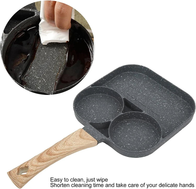LMETJMA Pancake Egg Frying Pan 4 Cups Omelet Poached Egg Pan for Breakfast Divided Coating with Non Sticking Handle JT888